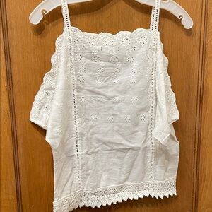 Lace Trim White Camisole Top